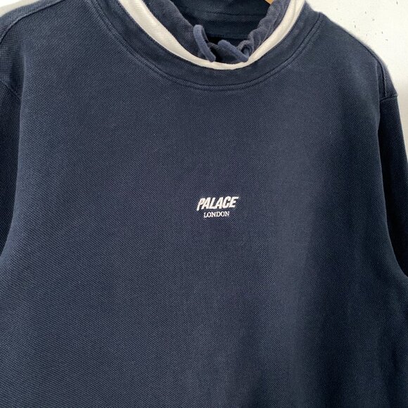 PALACE Skateboards SS18 High Sweat Pique Knit Sweatshirt Navy mens size Large - Picture 3 of 8